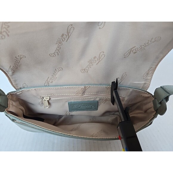 Fossil 1954 Leather Baguette Small Shoulder Bag Seafoam Green Magnetic Purse - Picture 6 of 15